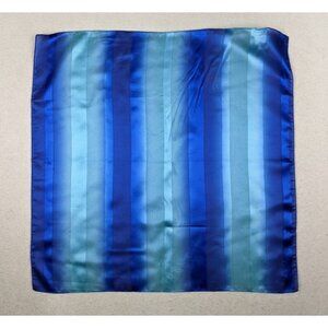 BLUE STRIPED SQUARE SCARF HANDKERCHIEF - MADE IN ITALY - 20" X 20"